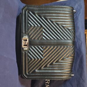 Black Quilted Leather Crossbody Bag - Men